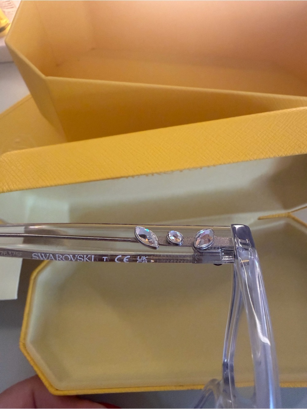 Swarovski Clear Frame Glasses with Yellow Case - Picture 3 of 7